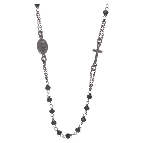 Rosary choker AMEN with crystals in burnished 925 sterling silver 2