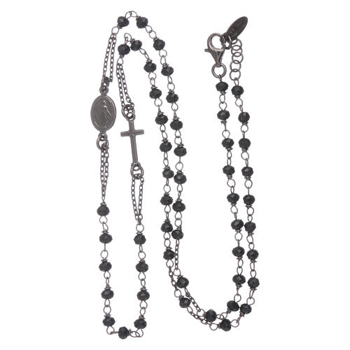 Rosary choker AMEN with crystals in burnished 925 sterling silver 3
