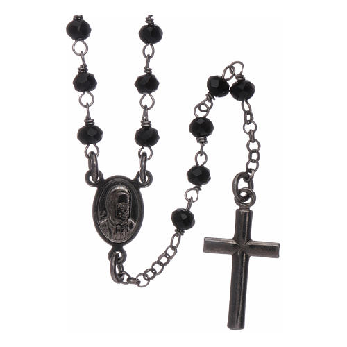 Classic rosary AMEN with crystals in burnished 925 sterling silver 2