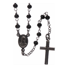 Classic rosary AMEN with crystals in burnished 925 sterling silver