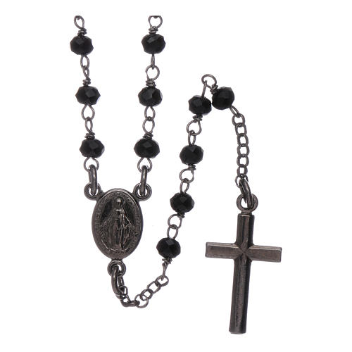 Classic rosary AMEN with crystals in burnished 925 sterling silver 1