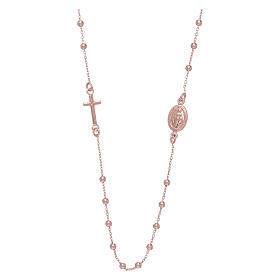 Rosary choker AMEN made in 925 sterling silver rosè with 2,5 mm grains