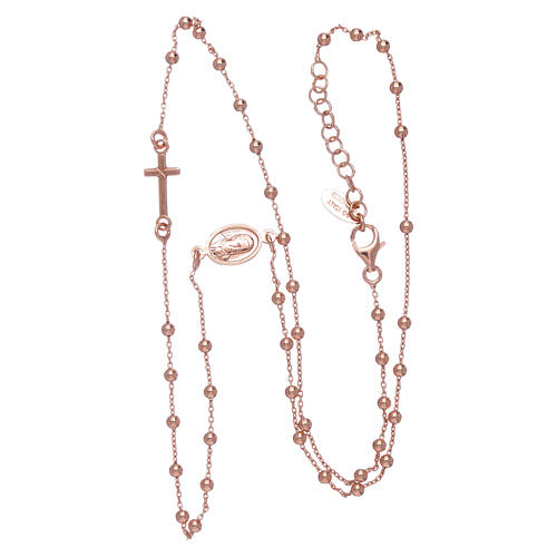 Rosary choker AMEN made in 925 sterling silver rosè with 2,5 mm grains 3
