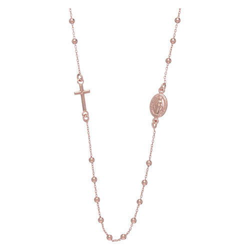 Rosary choker AMEN made in 925 sterling silver rosè with 2,5 mm grains 1