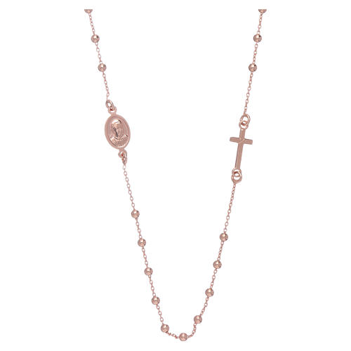 Rosary choker AMEN made in 925 sterling silver rosè with 2,5 mm grains 2