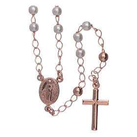 Classic rosary AMEN rosè with pearls in 925 sterling silver