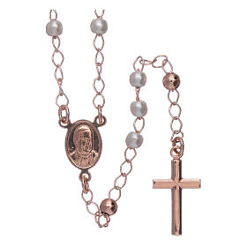 Classic rosary AMEN rosè with pearls in 925 sterling silver