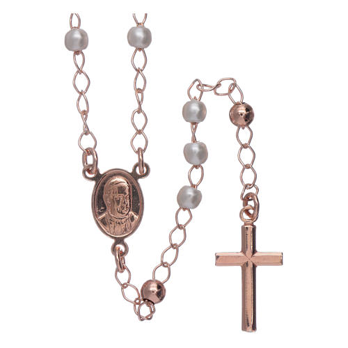 Classic rosary AMEN rosè with pearls in 925 sterling silver 2
