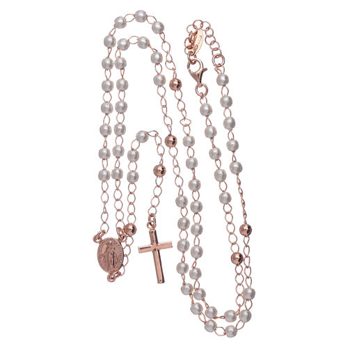 Classic rosary AMEN rosè with pearls in 925 sterling silver 4