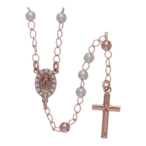 Classic rosary AMEN in 925 sterling silver and micro pave beads 1