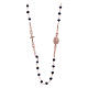 Rosary choker AMEN with crystals in 925 sterling silver finished in rosè s1