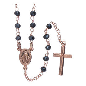 Classic rosary AMEN in 925 sterling silver rosè with crystals