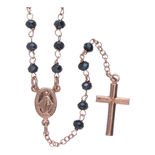 Classic rosary AMEN in 925 sterling silver rosè with crystals 1