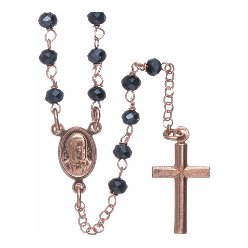 Classic rosary AMEN in 925 sterling silver rosè with crystals 2