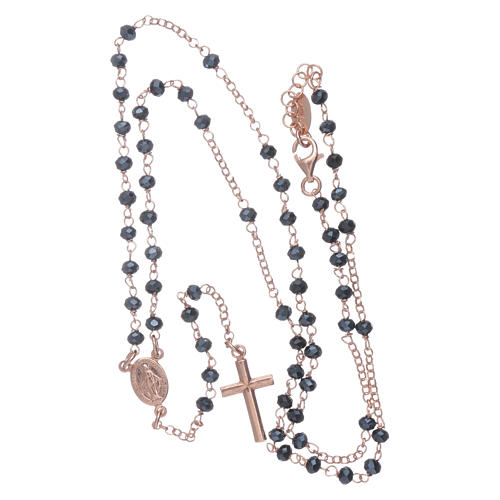 Classic rosary AMEN in 925 sterling silver rosè with crystals 4