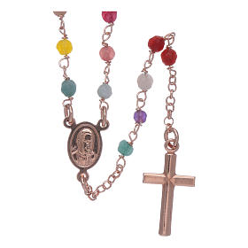 Classic AMEN rosary in 925 sterling silver rosè with agate beads