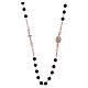 Rosary choker AMEN with 3 mm agate beads in 925 sterling silver finished in rosè s1