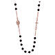 Rosary choker AMEN with 3 mm agate beads in 925 sterling silver finished in rosè s2