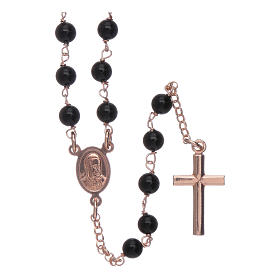 Classic AMEN rosary in 925 sterling silver rosè with 3 mm agate beads