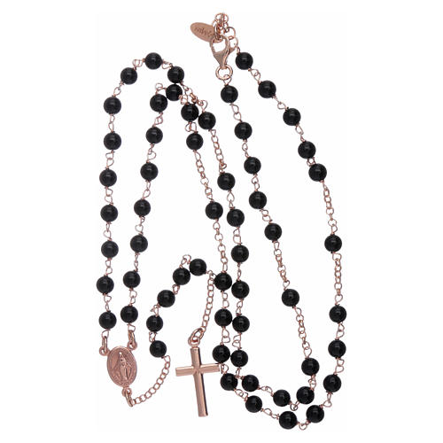 Classic AMEN rosary in 925 sterling silver rosè with 3 mm agate beads 4