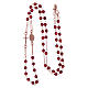 Rosary choker AMEN in 925 sterling silver with agate beads in ruby colour s3