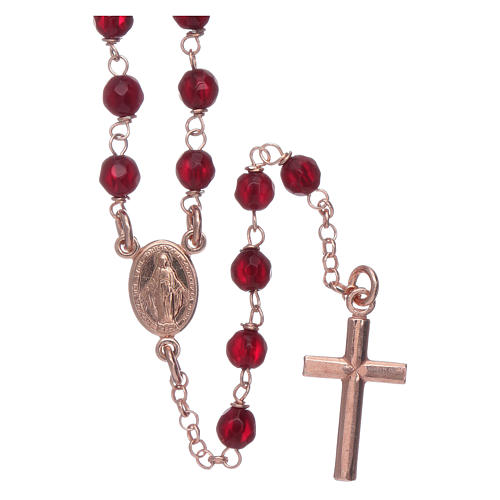 Classic rosary AMEN rosè in 925 sterling silver and 3 mm agate beads 1