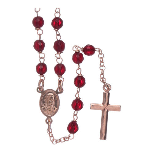 Clásico rosario AMEN rosado plata 925 ágata 3 mm 2