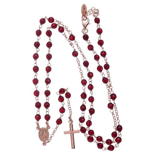 Classic rosary AMEN rosè in 925 sterling silver and 3 mm agate beads 4