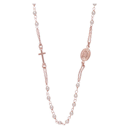 Girocollo rosario perle strass AMEN argento 925 oro 1