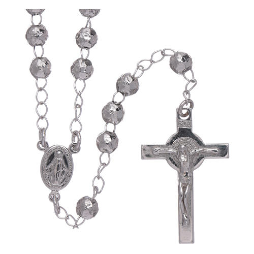 AMEN classic rosary in 925 sterling silver finished in rhodium and 4 mm spheres 1