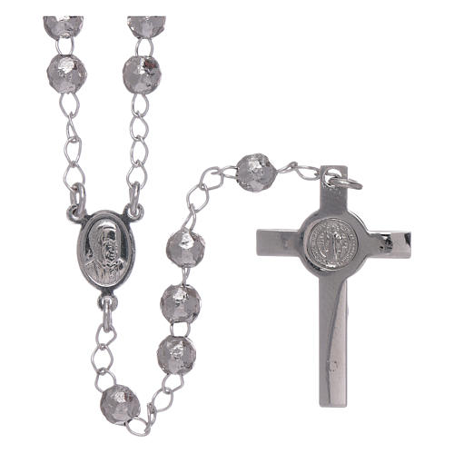 AMEN classic rosary in 925 sterling silver finished in rhodium and 4 mm spheres 2