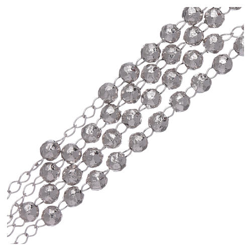 AMEN classic rosary in 925 sterling silver finished in rhodium and 4 mm spheres 3
