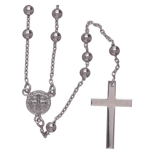 Classic rosary Saint Benedict in 925 sterling silver with 3 mm hematite spheres AMEN 2