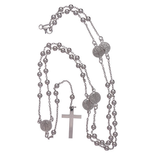 Classic rosary Saint Benedict in 925 sterling silver with 3 mm hematite spheres AMEN 4