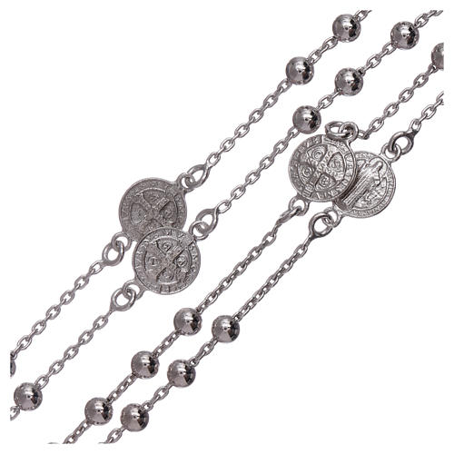Classic rosary Saint Benedict in 925 sterling silver with 3 mm hematite spheres AMEN 3