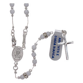 Rosary Our Lady of Fatima's centenary in 925 sterling silver and white jade
