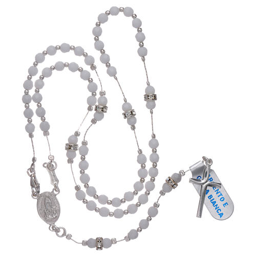 Rosary Our Lady of Fatima's centenary in 925 sterling silver and white jade 4