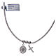 Collier en argent 925 rhodié médaille Miraculeuse et croix avec strass s1