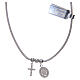 Necklace in in 925 sterling silver finished in rhodium, with Miraculous medalet and a cross with strass s2
