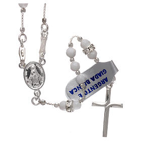 Rosary in 925 sterling silver with white jade grains 4 mm