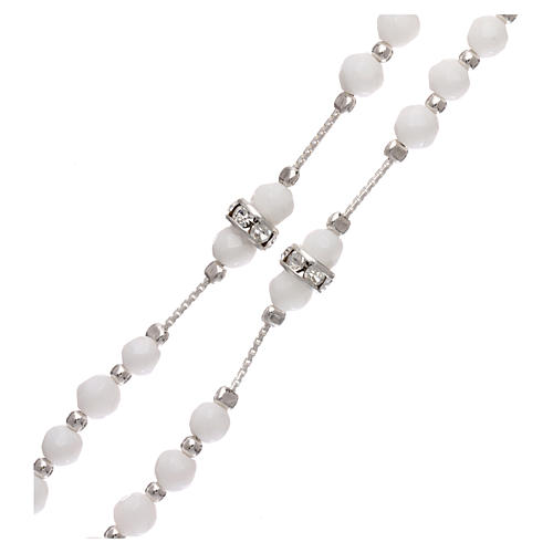 Rosary in 925 sterling silver with white jade grains 4 mm 3