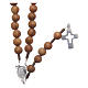 Rosary for men in olive wood with 925 sterling silver cross and adjustable chain s1