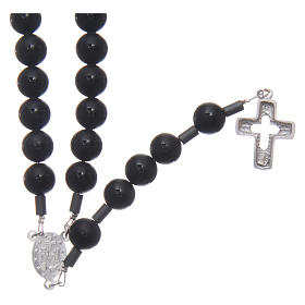 Rosary for men in 925 sterling silver with onyx beads wire and chain structure