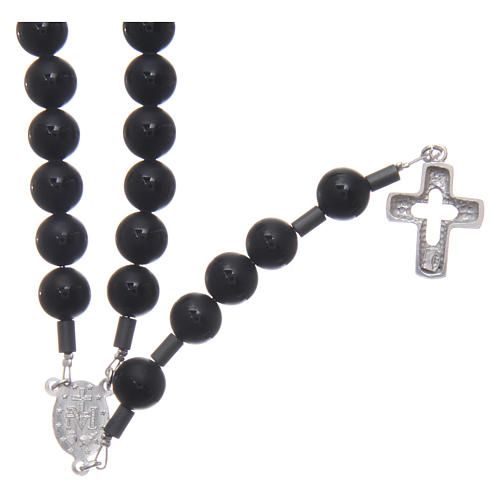 Rosary for men in 925 sterling silver with onyx beads wire and chain structure 2