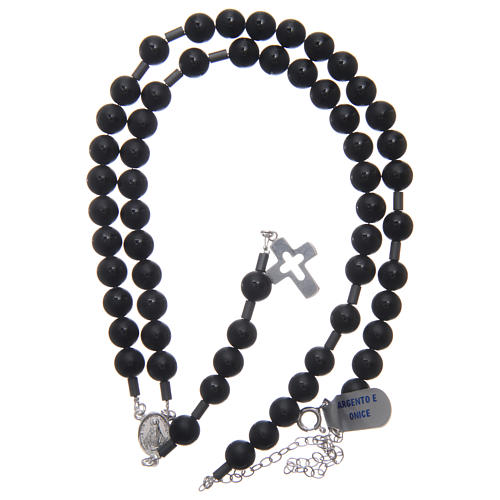 Rosary for men in 925 sterling silver with onyx beads wire and chain structure 4