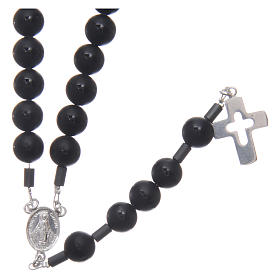 Rosary for men in 925 sterling silver with onyx beads wire and chain structure