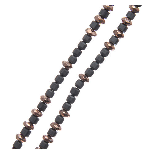 Chapelet câble cubes hématite anneaux argent 925 rosé à facettes 6x3 mm 3