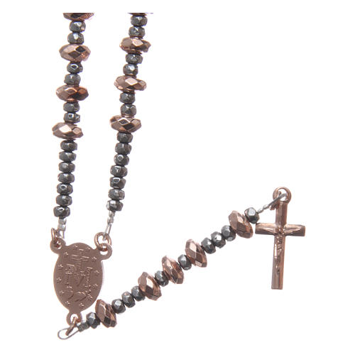 Rosary in 925 sterling silver with rosè multifaceted hematite washers 2