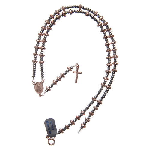 Rosary in 925 sterling silver with rosè multifaceted hematite washers 4