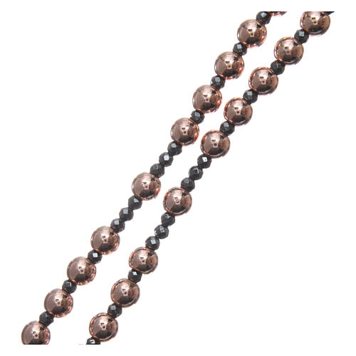 Rosary in 925 sterling silver with smooth pearl beads rosè 6 mm and 3 mm multifaceted beads 3